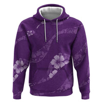 Aloha Hawaii Floral Tapa Zip Hoodie Patchwork Violet - Polynesian Pride