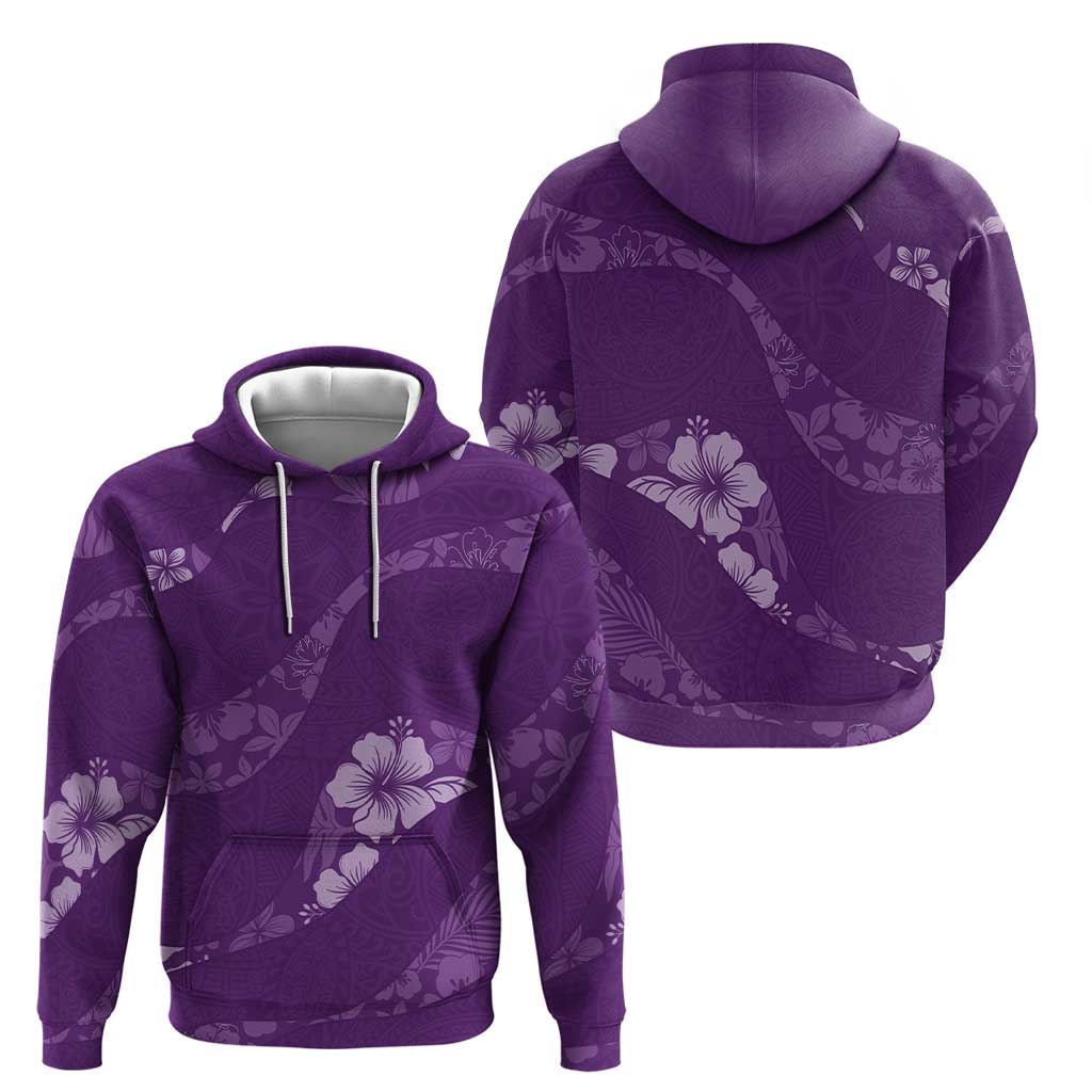 Aloha Hawaii Floral Tapa Zip Hoodie Patchwork Violet - Polynesian Pride