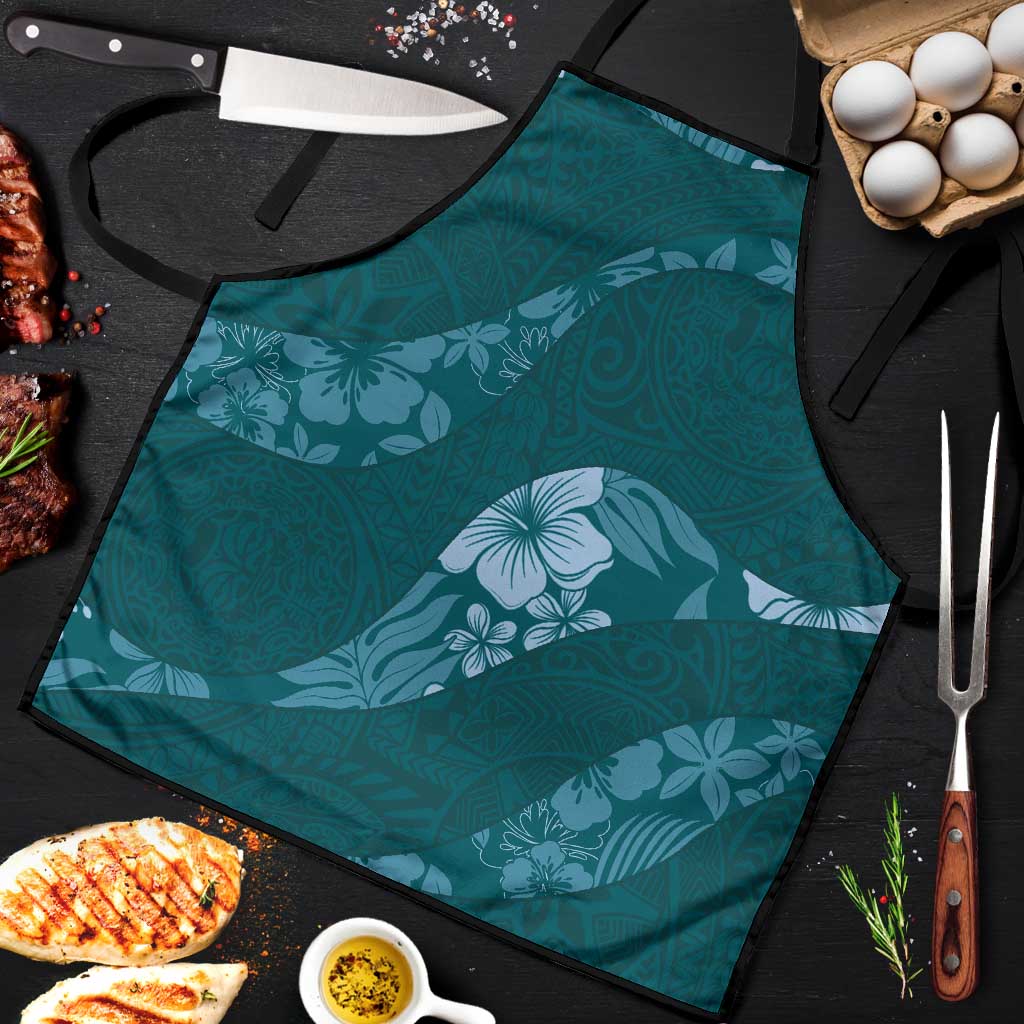 Aloha Hawaii Floral Tapa Apron Patchwork Teal - Polynesian Pride