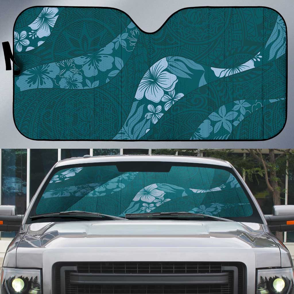 Aloha Hawaii Floral Tapa Auto Sun Shade Patchwork Teal - Polynesian Pride