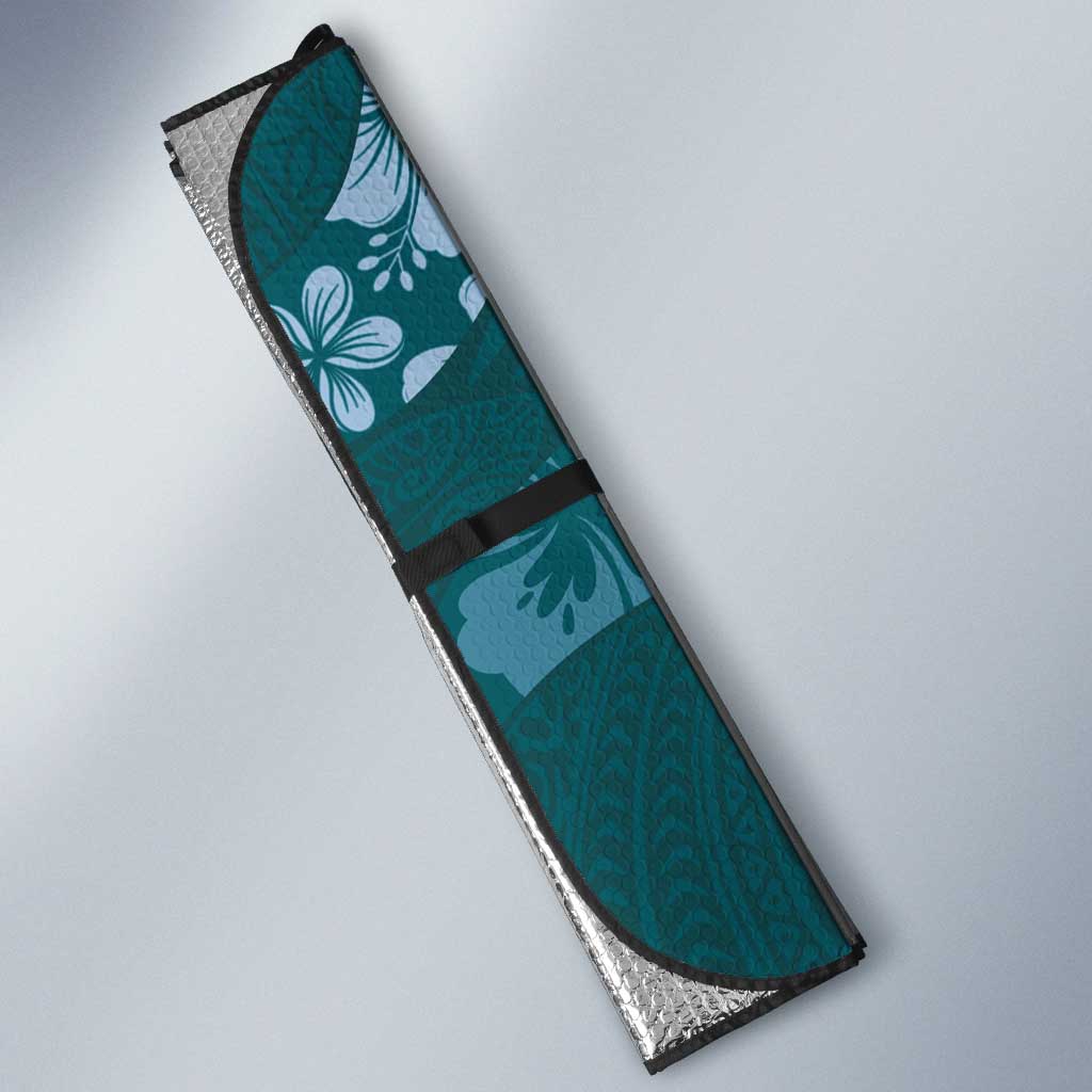 Aloha Hawaii Floral Tapa Auto Sun Shade Patchwork Teal - Polynesian Pride