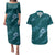 Aloha Hawaii Floral Tapa Couples Matching Puletasi and Hawaiian Shirt Patchwork Teal - Polynesian Pride