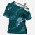 Aloha Hawaii Floral Tapa Cross Shoulder Shirt Patchwork Teal - Polynesian Pride
