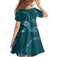 Aloha Hawaii Floral Tapa Family Matching Long Sleeve Bodycon Dress and Hawaiian Shirt Patchwork Teal LT7 - Polynesian Pride