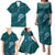 Aloha Hawaii Floral Tapa Family Matching Puletasi and Hawaiian Shirt Patchwork Teal - Polynesian Pride