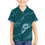 Aloha Hawaii Floral Tapa Family Matching Short Sleeve Bodycon Dress and Hawaiian Shirt Patchwork Teal - Polynesian Pride