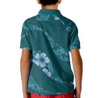 Aloha Hawaii Floral Tapa Kid Polo Shirt Patchwork Teal LT7 - Polynesian Pride