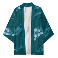 Aloha Hawaii Floral Tapa Kimono Patchwork Teal - Polynesian Pride