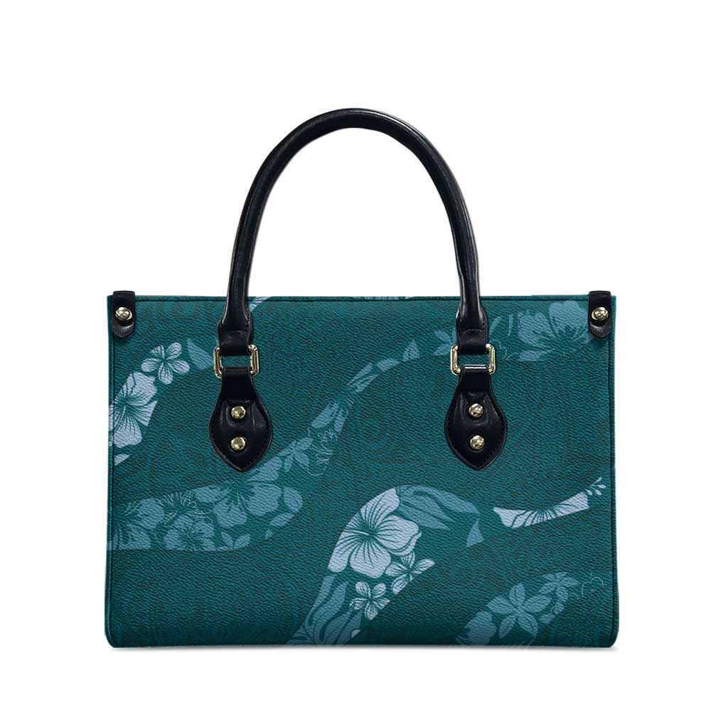 Aloha Hawaii Floral Tapa Leather Bag Patchwork Teal LT7 - Polynesian Pride