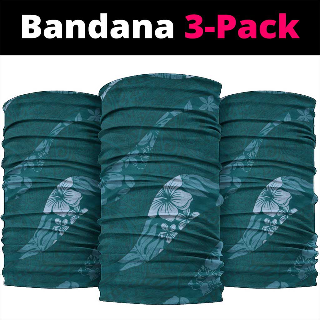 Aloha Hawaii Floral Tapa Neck Gaiter Patchwork Teal LT7 package One Size: 25*50cm Teal - Polynesian Pride