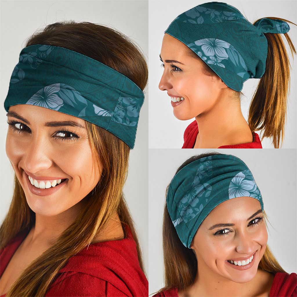 Aloha Hawaii Floral Tapa Neck Gaiter Patchwork Teal LT7 - Polynesian Pride
