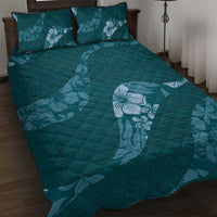 Aloha Hawaii Floral Tapa Quilt Bed Set Patchwork Teal - Polynesian Pride