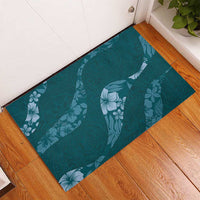 Aloha Hawaii Floral Tapa Rubber Doormat Patchwork Teal LT7 - Polynesian Pride