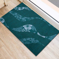 Aloha Hawaii Floral Tapa Rubber Doormat Patchwork Teal LT7 - Polynesian Pride