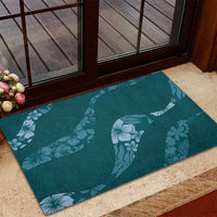 Aloha Hawaii Floral Tapa Rubber Doormat Patchwork Teal LT7 - Polynesian Pride