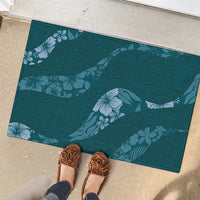 Aloha Hawaii Floral Tapa Rubber Doormat Patchwork Teal LT7 - Polynesian Pride