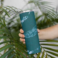 Aloha Hawaii Floral Tapa Skinny Tumbler Patchwork Teal - Polynesian Pride