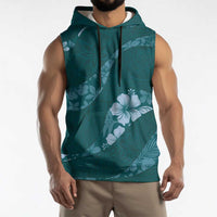 Aloha Hawaii Floral Tapa Sleeveless Hoodie Patchwork Teal LT7 - Polynesian Pride