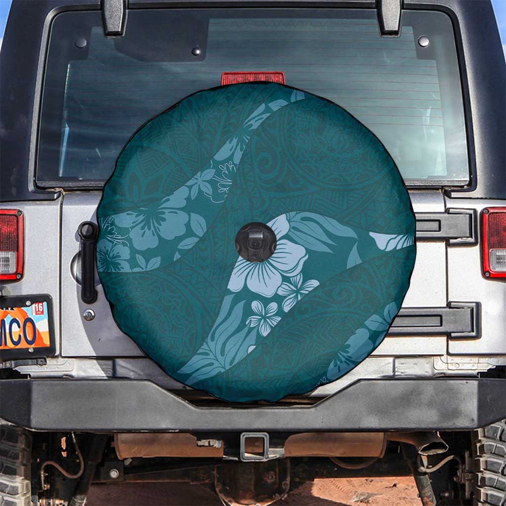 Aloha Hawaii Floral Tapa Spare Tire Cover Patchwork Teal - Polynesian Pride