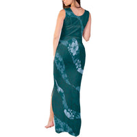 Aloha Hawaii Floral Tapa Tank Maxi Dress Patchwork Teal - Polynesian Pride
