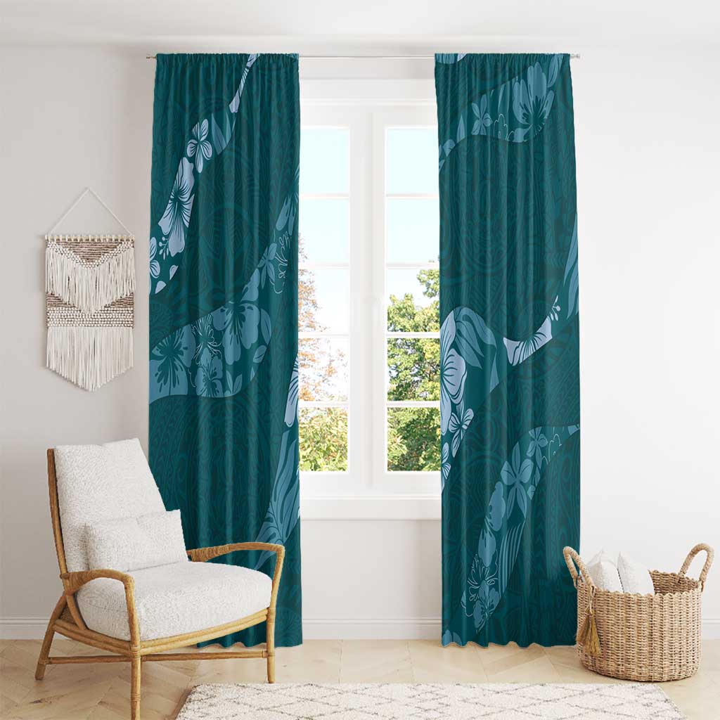 Aloha Hawaii Floral Tapa Window Curtain Patchwork Teal - Polynesian Pride