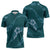 Aloha Hawaii Floral Tapa Zipper Polo Shirt Patchwork Teal - Polynesian Pride