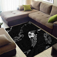 Aloha Hawaii Floral Tapa Area Rug Patchwork Charcoal - Polynesian Pride