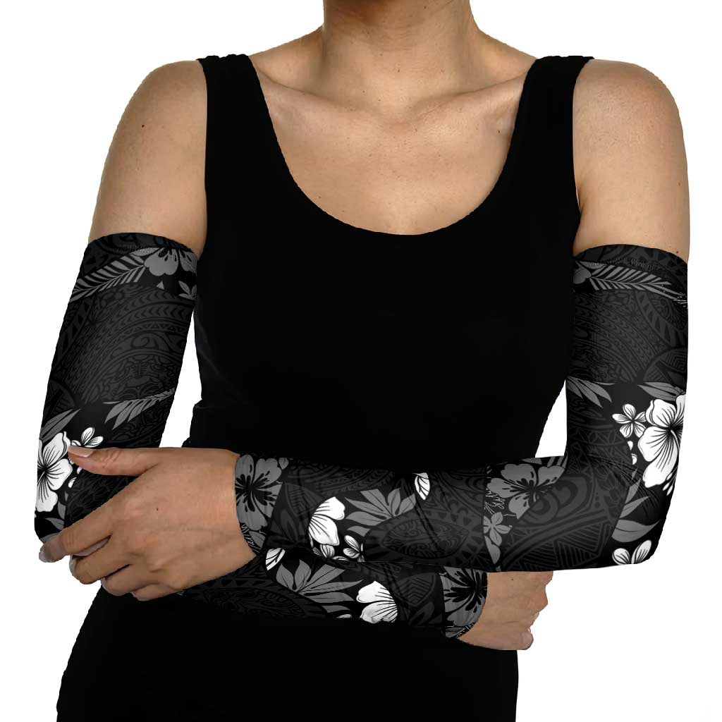 Aloha Hawaii Floral Tapa Arm Sleeves Patchwork Charcoal - Polynesian Pride