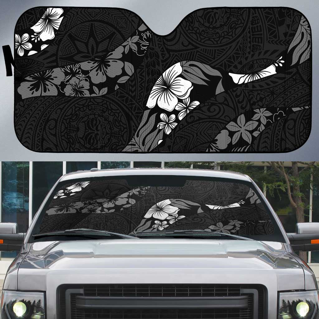 Aloha Hawaii Floral Tapa Auto Sun Shade Patchwork Charcoal - Polynesian Pride