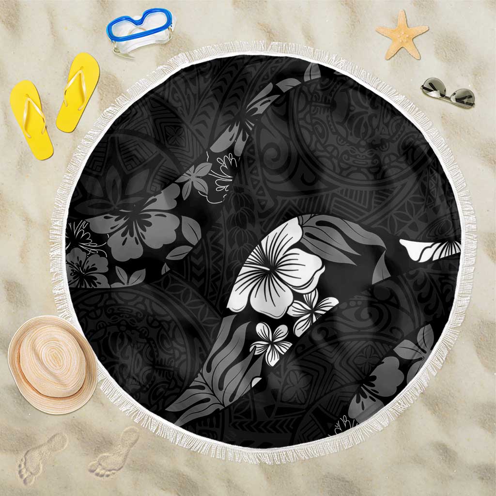 Aloha Hawaii Floral Tapa Beach Blanket Patchwork Charcoal - Polynesian Pride