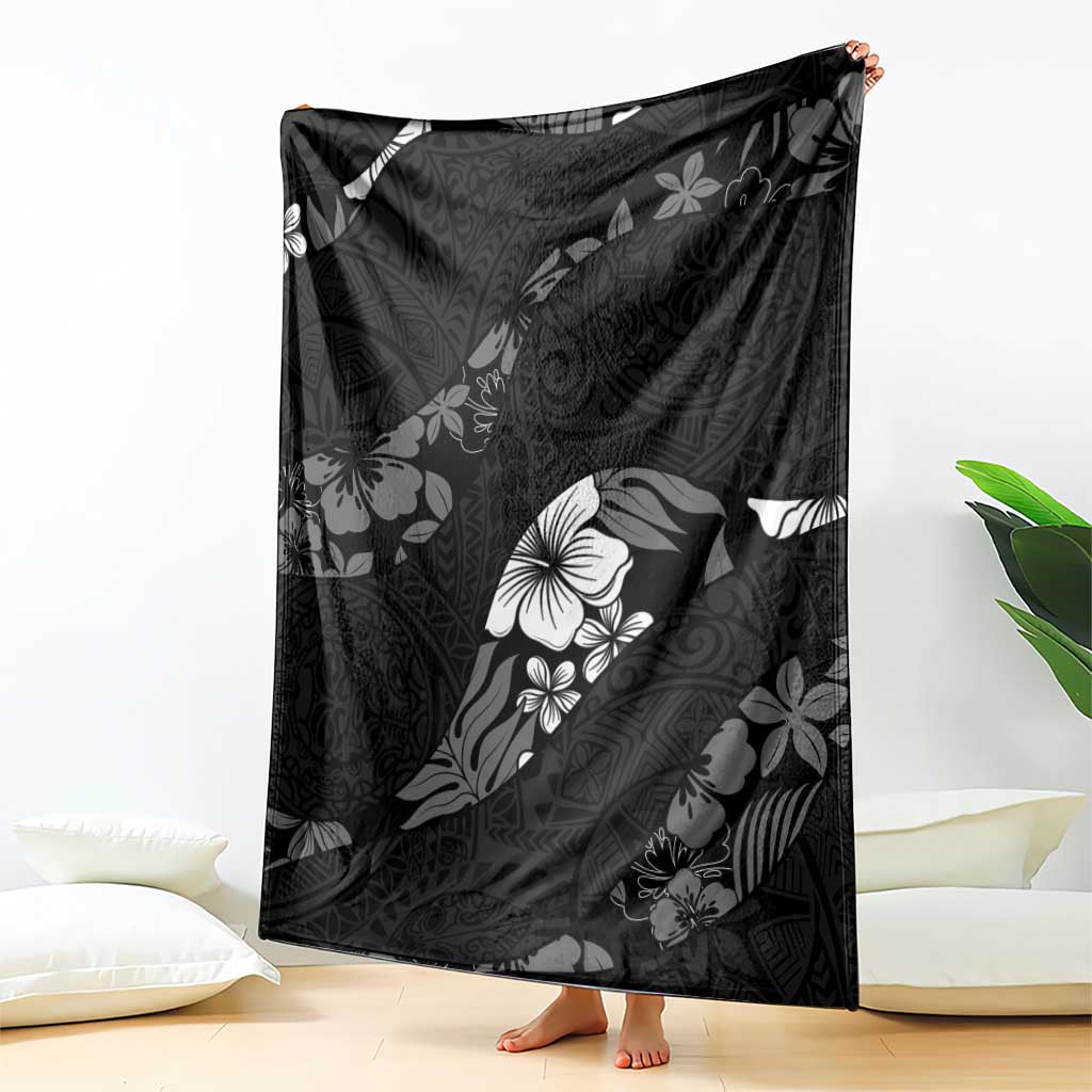 Aloha Hawaii Floral Tapa Blanket Patchwork Charcoal - Polynesian Pride