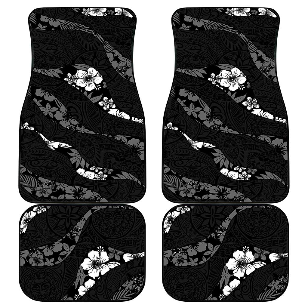 Aloha Hawaii Floral Tapa Car Mats Patchwork Charcoal - Polynesian Pride
