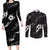 Aloha Hawaii Floral Tapa Couples Matching Long Sleeve Bodycon Dress and Long Sleeve Button Shirt Patchwork Charcoal - Polynesian Pride