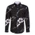 Aloha Hawaii Floral Tapa Family Matching Long Sleeve Bodycon Dress and Hawaiian Shirt Patchwork Charcoal - Polynesian Pride
