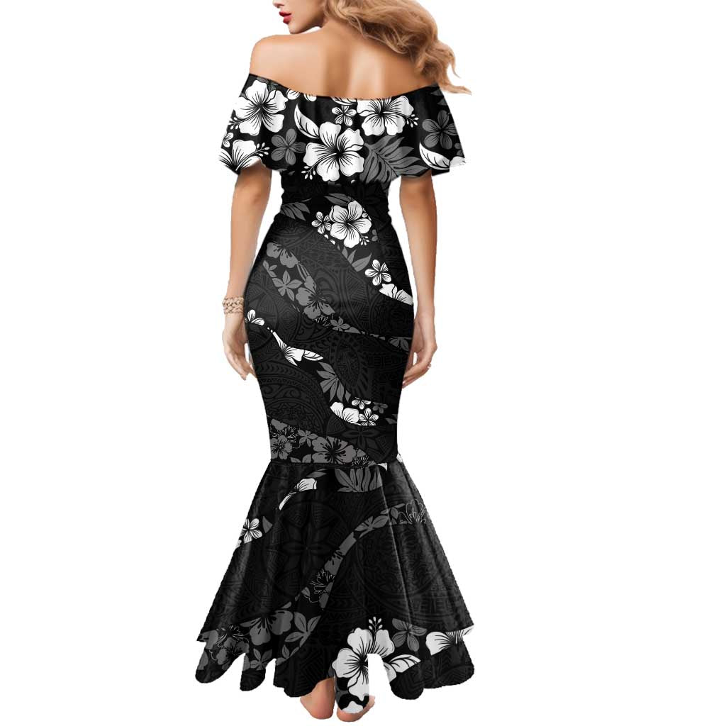 Aloha Hawaii Floral Tapa Family Matching Mermaid Dress and Hawaiian Shirt Patchwork Charcoal - Polynesian Pride