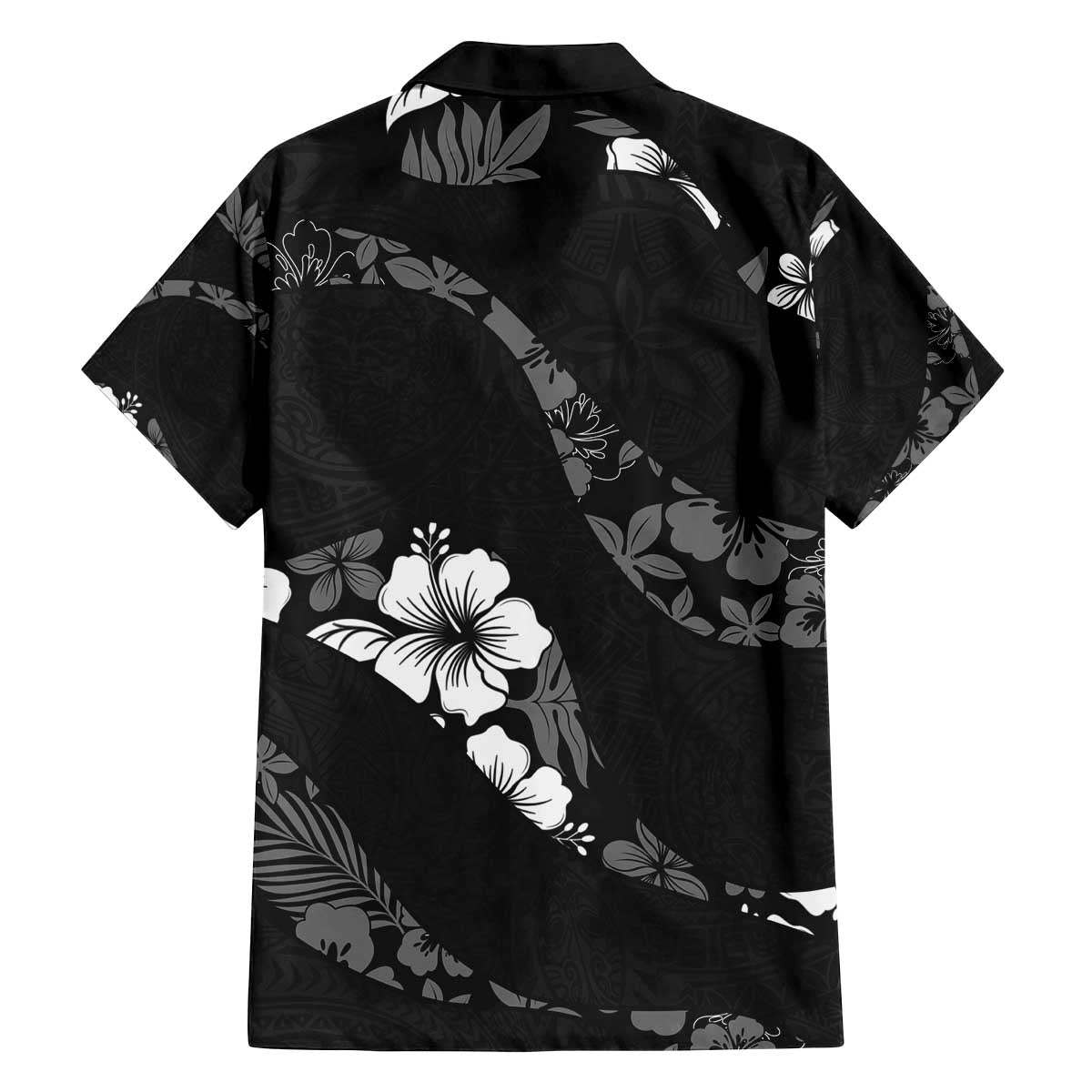 Aloha Hawaii Floral Tapa Family Matching Off The Shoulder Long Sleeve Dress and Hawaiian Shirt Patchwork Charcoal - Polynesian Pride