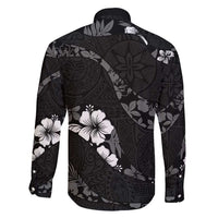 Aloha Hawaii Floral Tapa Family Matching Short Sleeve Bodycon Dress and Hawaiian Shirt Patchwork Charcoal LT7 - Polynesian Pride