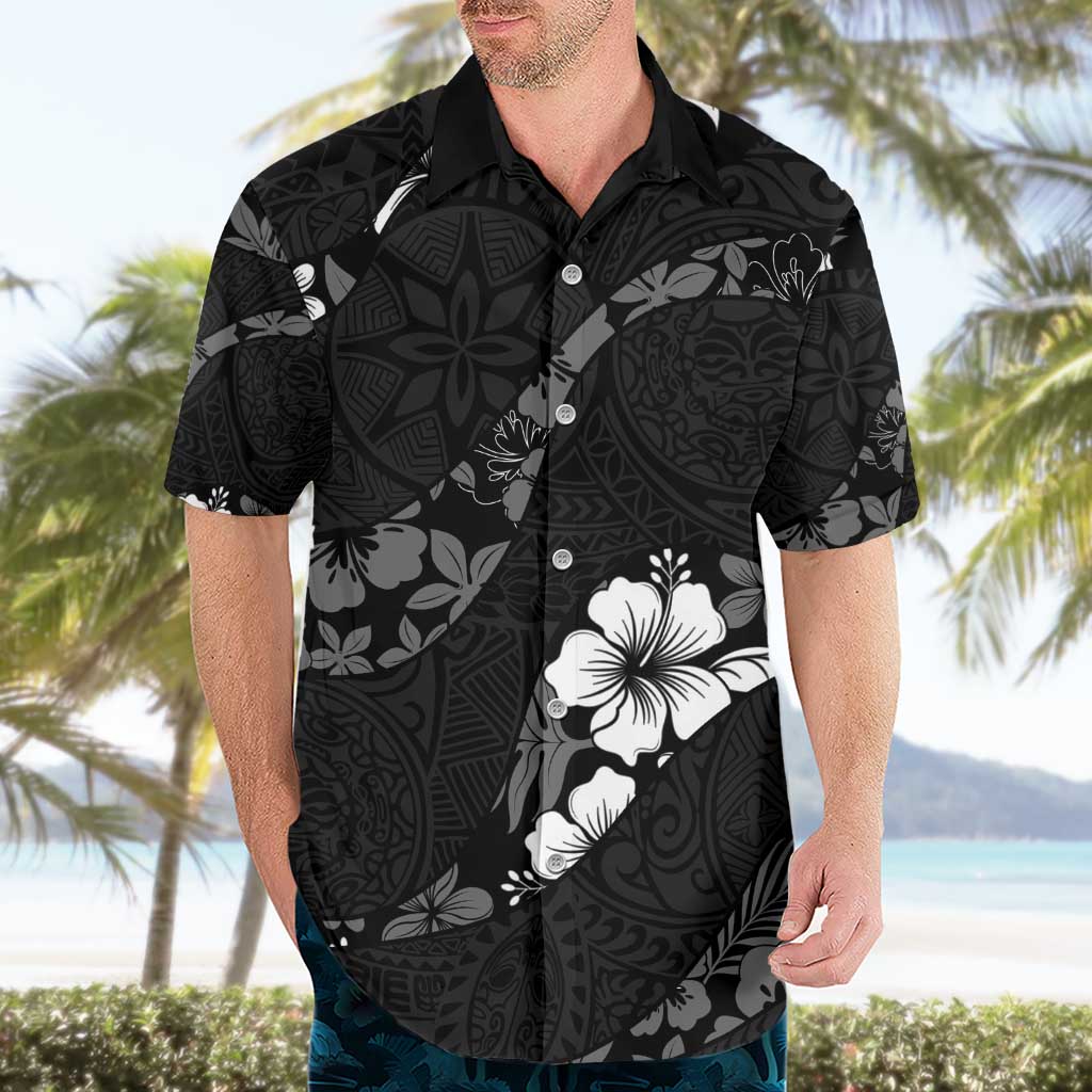 Aloha Hawaii Floral Tapa Hawaiian Shirt Patchwork Charcoal - Polynesian Pride