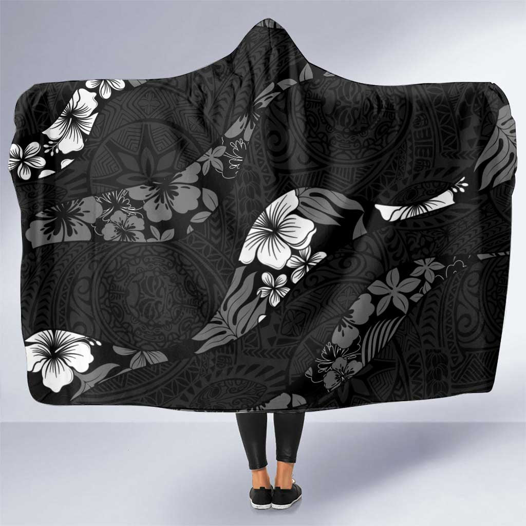 Aloha Hawaii Floral Tapa Hooded Blanket Patchwork Charcoal - Polynesian Pride