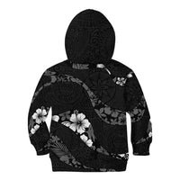 Aloha Hawaii Floral Tapa Kid Hoodie Patchwork Charcoal - Polynesian Pride