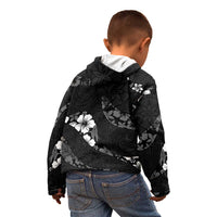 Aloha Hawaii Floral Tapa Kid Hoodie Patchwork Charcoal - Polynesian Pride