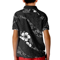 Aloha Hawaii Floral Tapa Kid Polo Shirt Patchwork Charcoal LT7 - Polynesian Pride