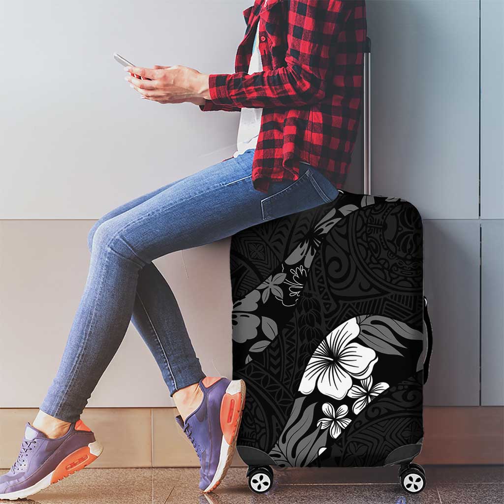 Aloha Hawaii Floral Tapa Luggage Cover Patchwork Charcoal - Polynesian Pride