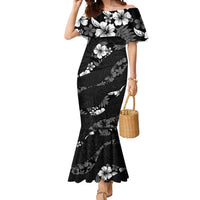 Aloha Hawaii Floral Tapa Mermaid Dress Patchwork Charcoal LT7 Women Charcoal - Polynesian Pride