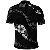 Aloha Hawaii Floral Tapa Polo Shirt Patchwork Charcoal - Polynesian Pride