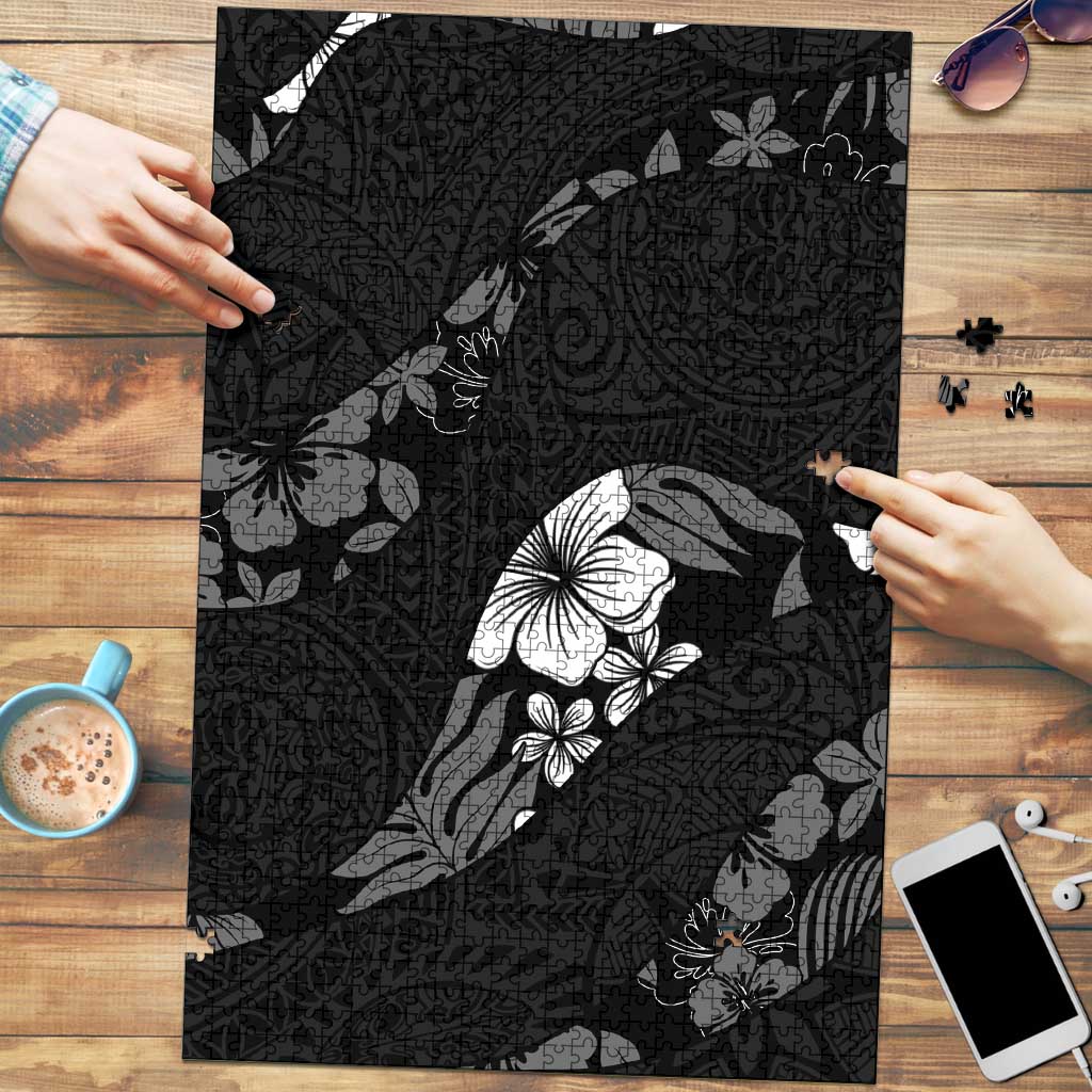 Aloha Hawaii Floral Tapa Puzzle Patchwork Charcoal LT7 Charcoal - Polynesian Pride