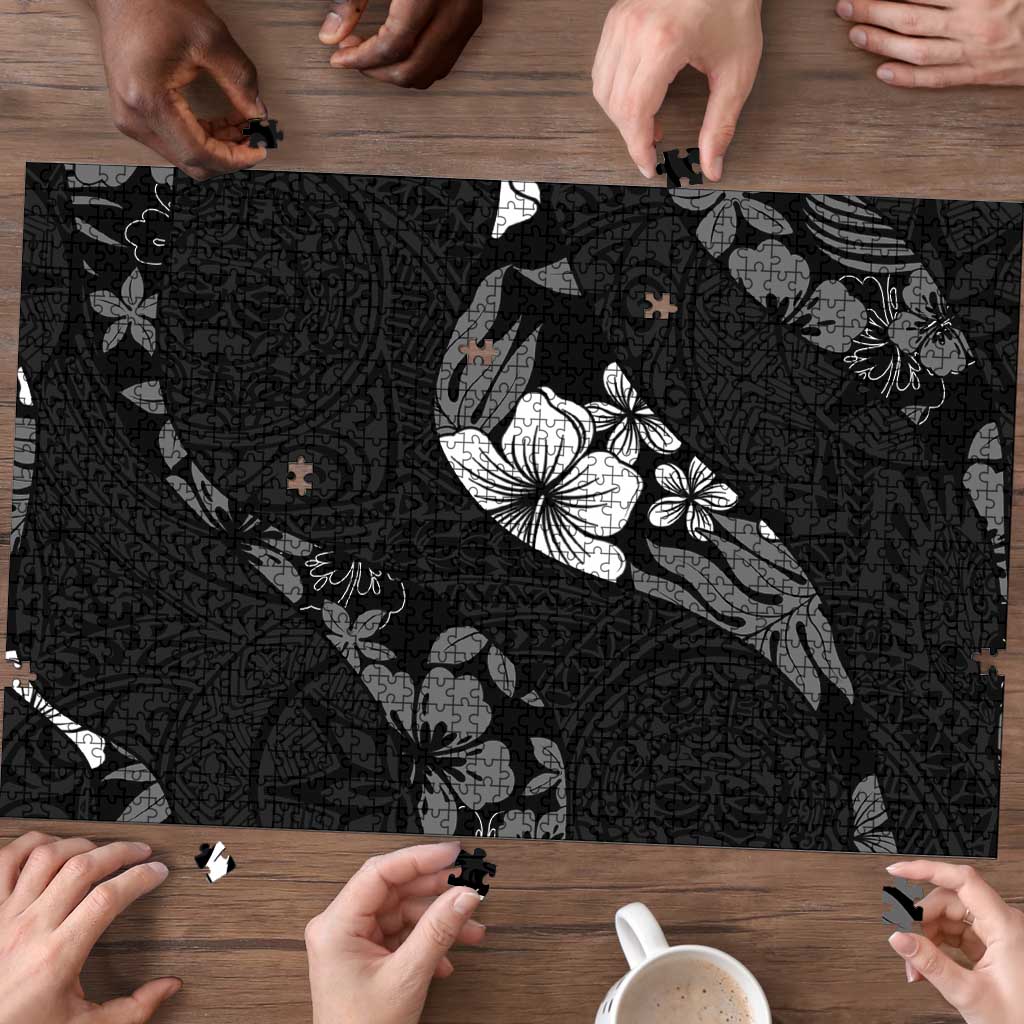 Aloha Hawaii Floral Tapa Puzzle Patchwork Charcoal LT7 - Polynesian Pride