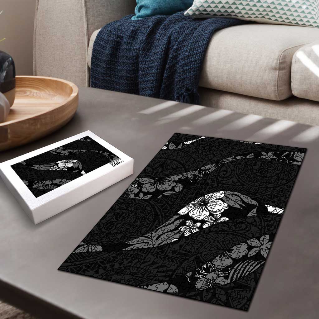 Aloha Hawaii Floral Tapa Puzzle Patchwork Charcoal LT7 - Polynesian Pride
