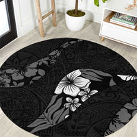 Aloha Hawaii Floral Tapa Round Carpet Patchwork Charcoal LT7 Charcoal - Polynesian Pride