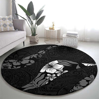 Aloha Hawaii Floral Tapa Round Carpet Patchwork Charcoal LT7 - Polynesian Pride